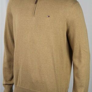 Tommy Hilfiger Men's Camel Zip-Up Sweater
